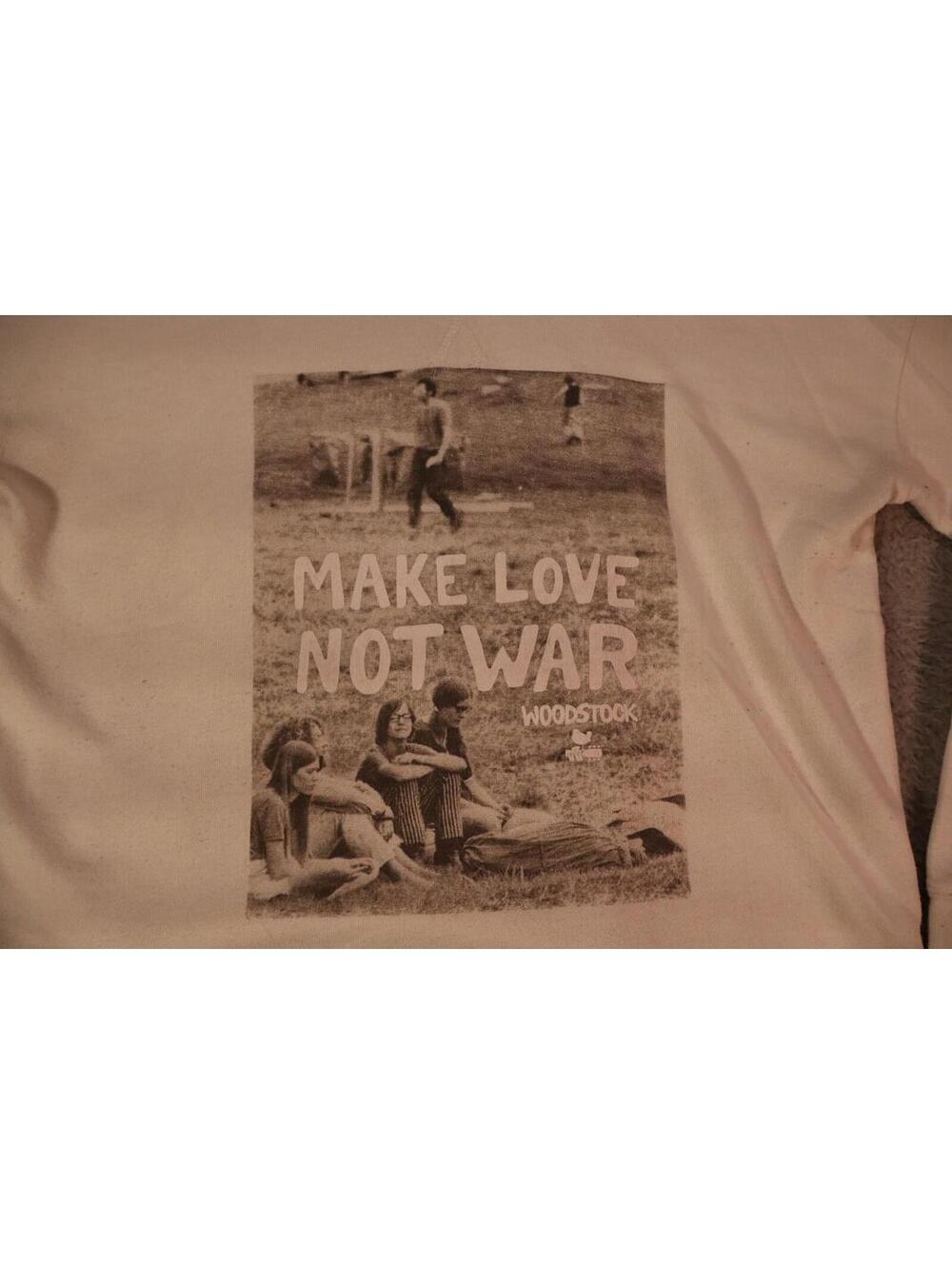 Woodstock Music Festival Sweatshirt Women Small Ivory Crop